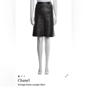 CHANEL Black Knee Length Leather Skirt